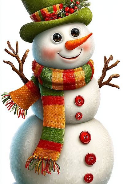 Festive Snowman Illustration Poster. poster print