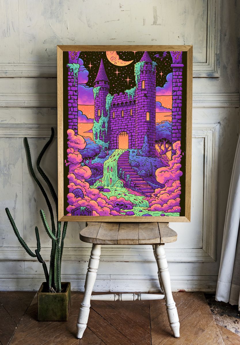 Mystic Moon Castle Fantasy Poster. room preview