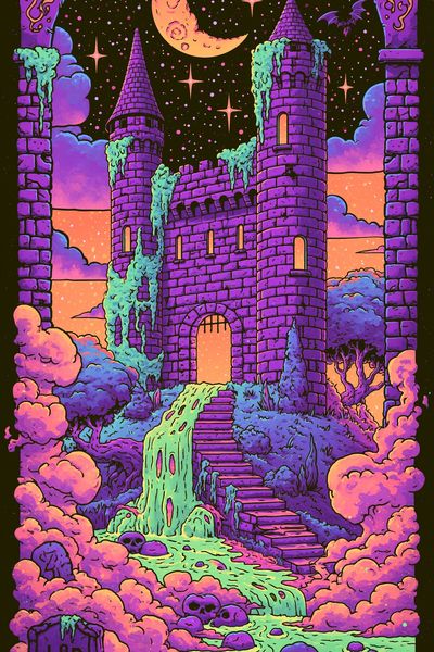 Mystic Moon Castle Fantasy Poster.
