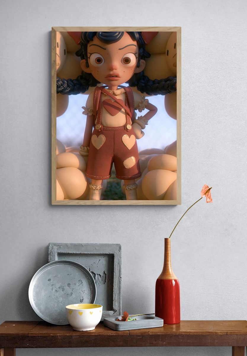 Whimsical Doll Character Poster. — room view 3