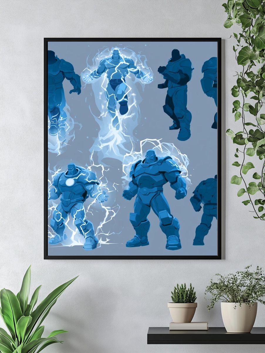 Blue Armored Warrior Character Print. — room view 4