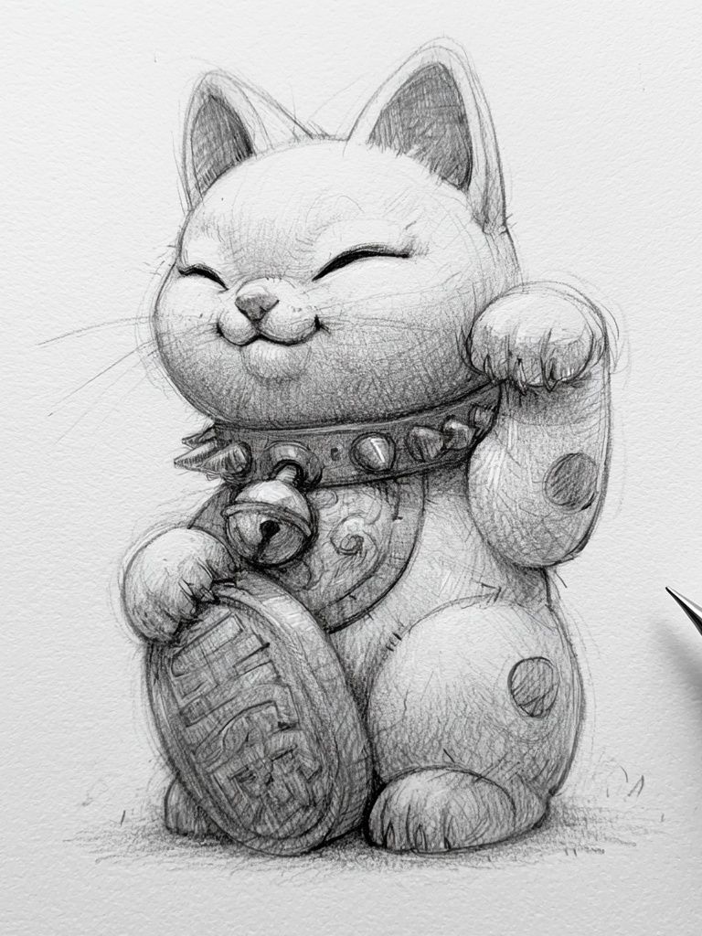 Lucky Cat Sketch Poster. poster detail