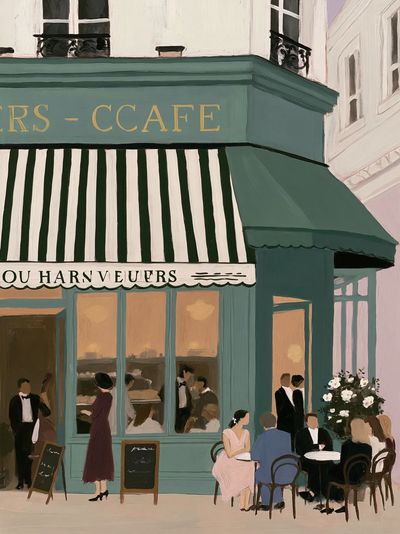 Paris Café Street Scene Print.