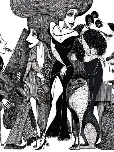 Surreal Fashion Ensemble Print.