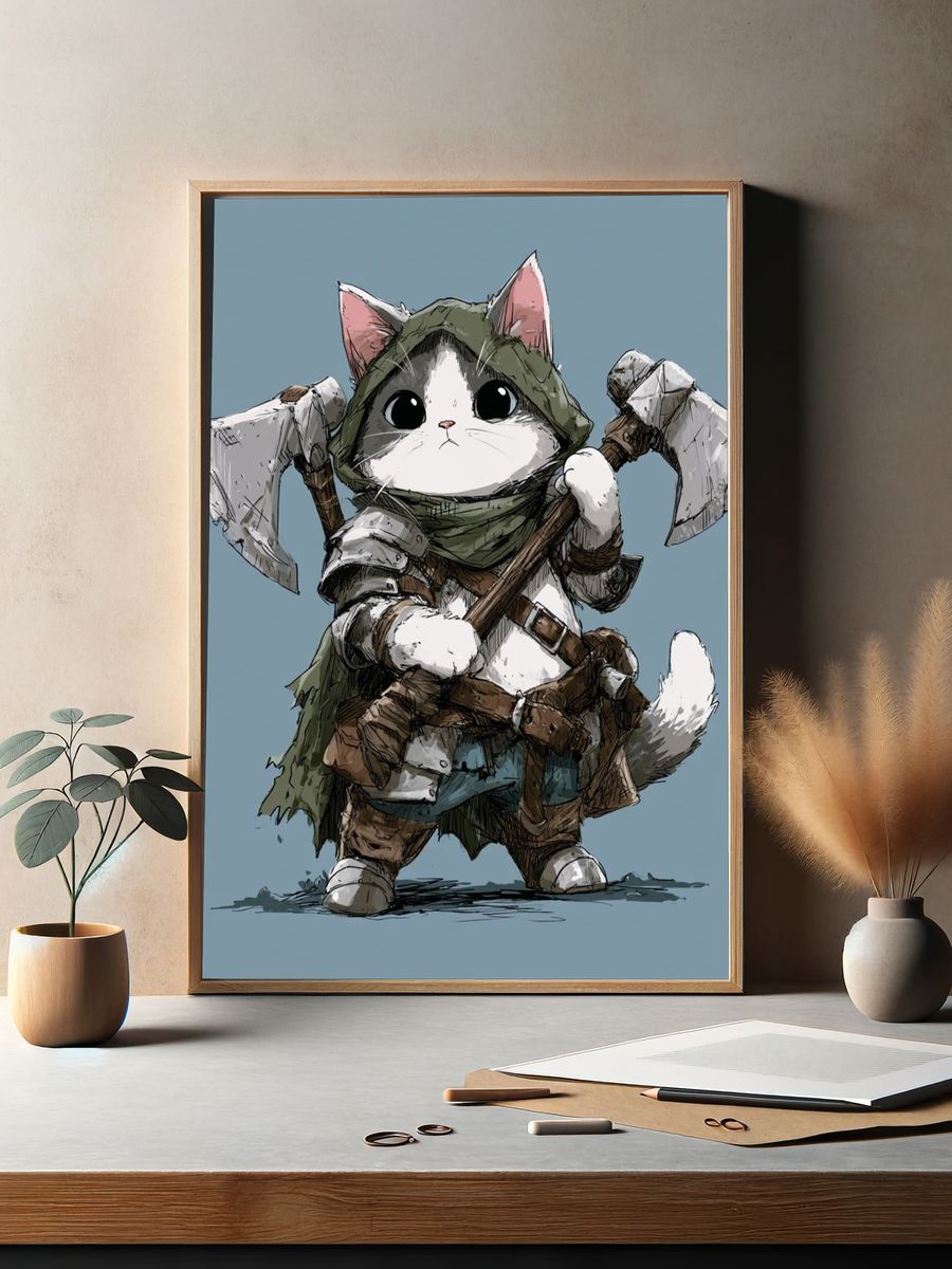 Warrior Cat Illustration Poster. — room view 2