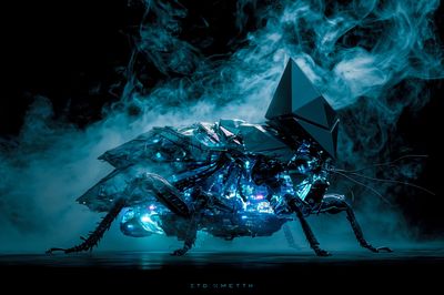 Cyber Moth Digital Art Poster.