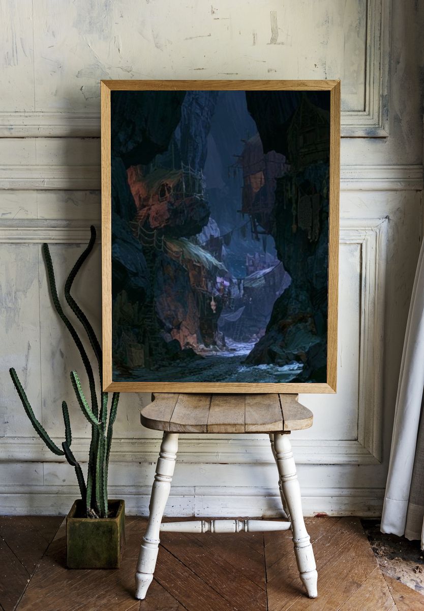 Mystic Canyon Village Fantasy Print. — room view 1