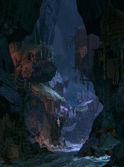 Mystic Canyon Village Fantasy Print.