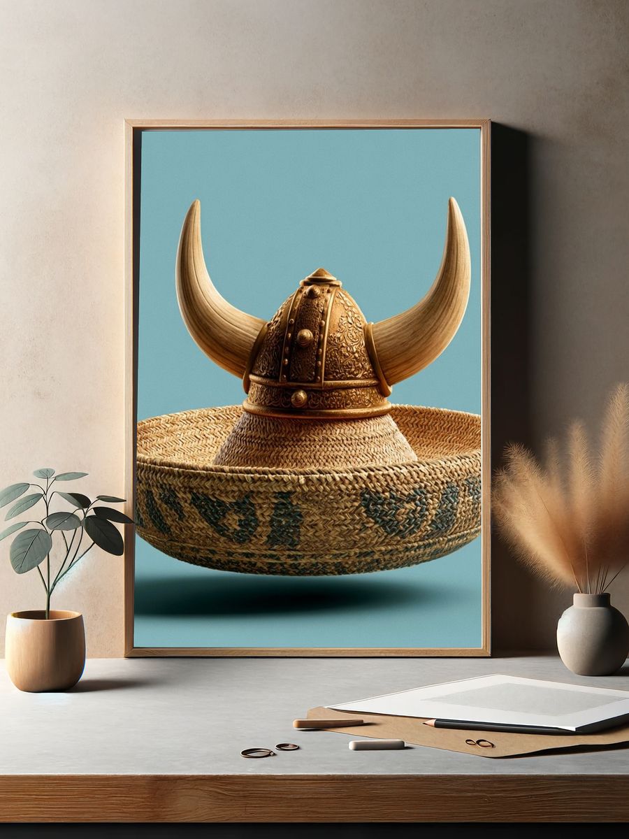 Viking Helmet Still Life Poster. — room view 2