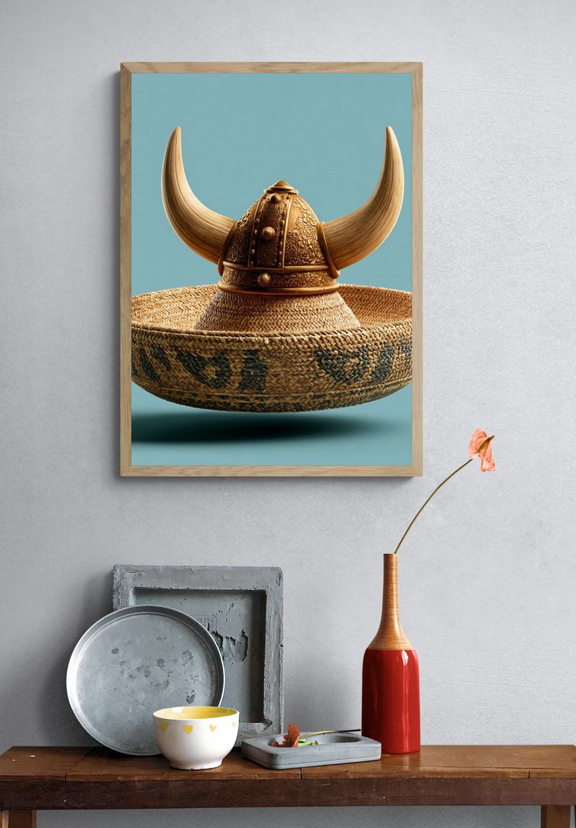 Viking Helmet Still Life Poster. — room view 3