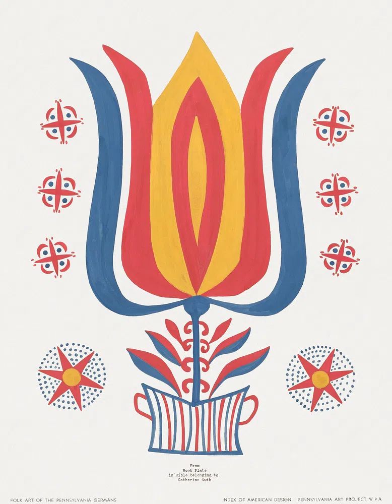 Pennsylvania German Folk Art Poster. poster — illustration art