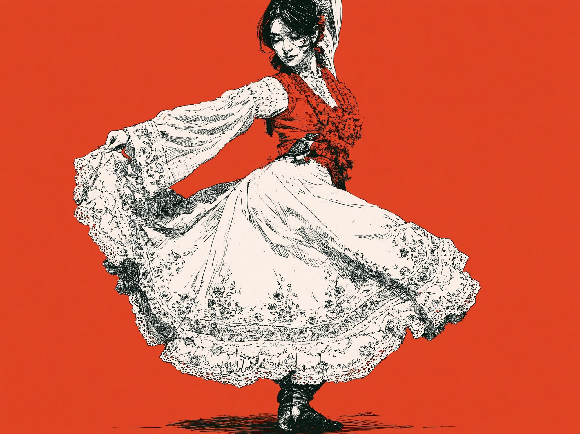 Flamenco Dancer Illustration Poster. poster detail