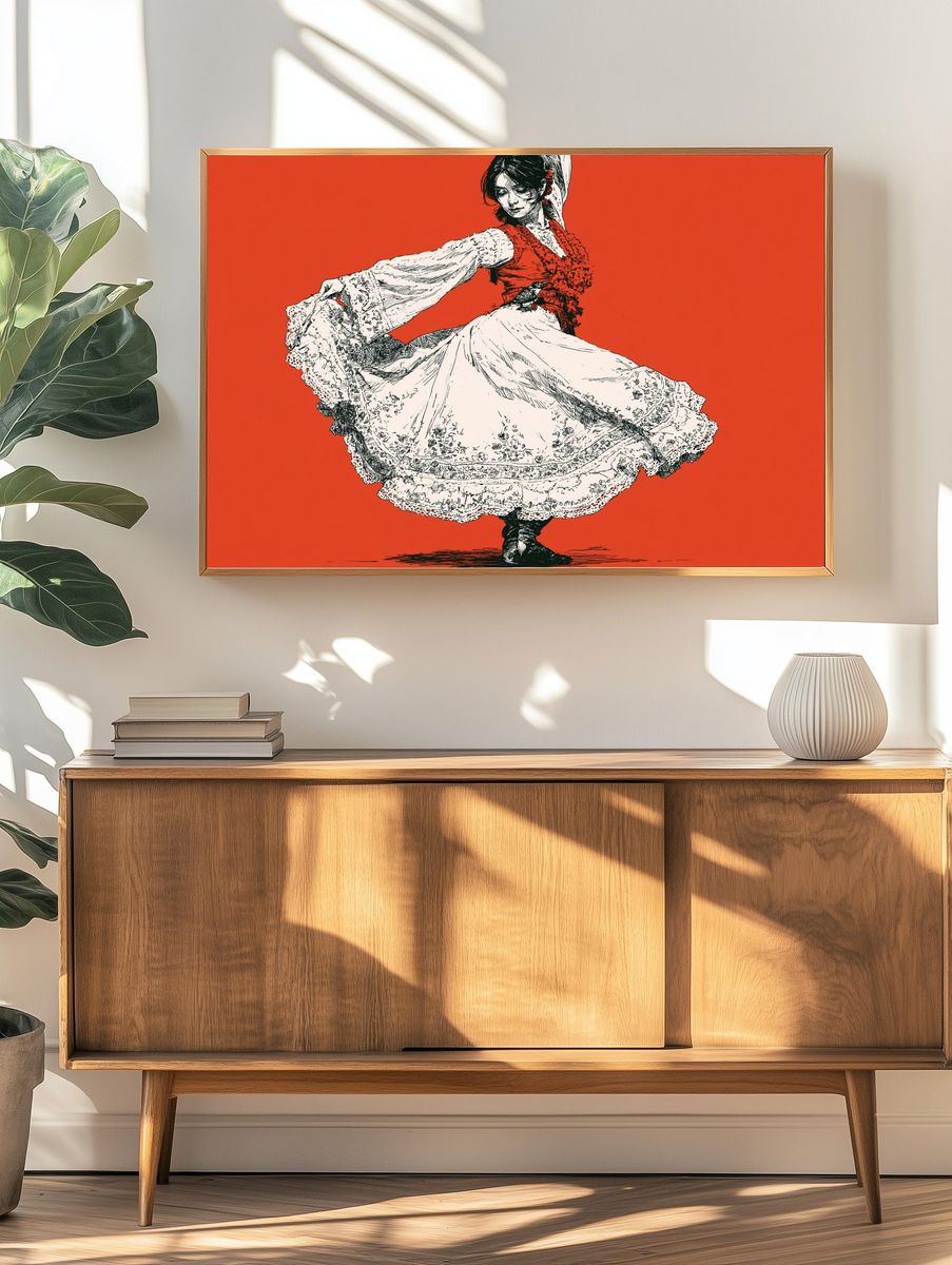 Flamenco Dancer Illustration Poster. — room view 3
