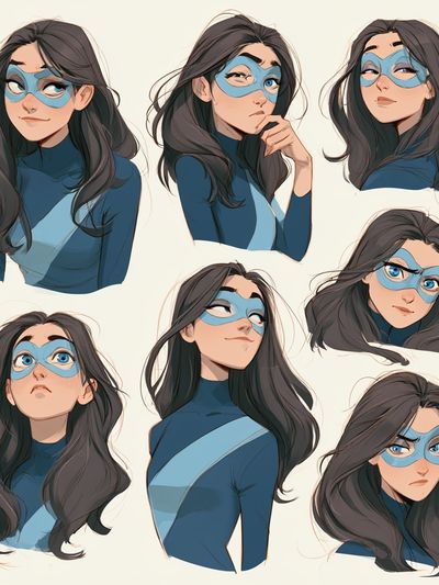 Masked Heroine Portrait Collage Print.