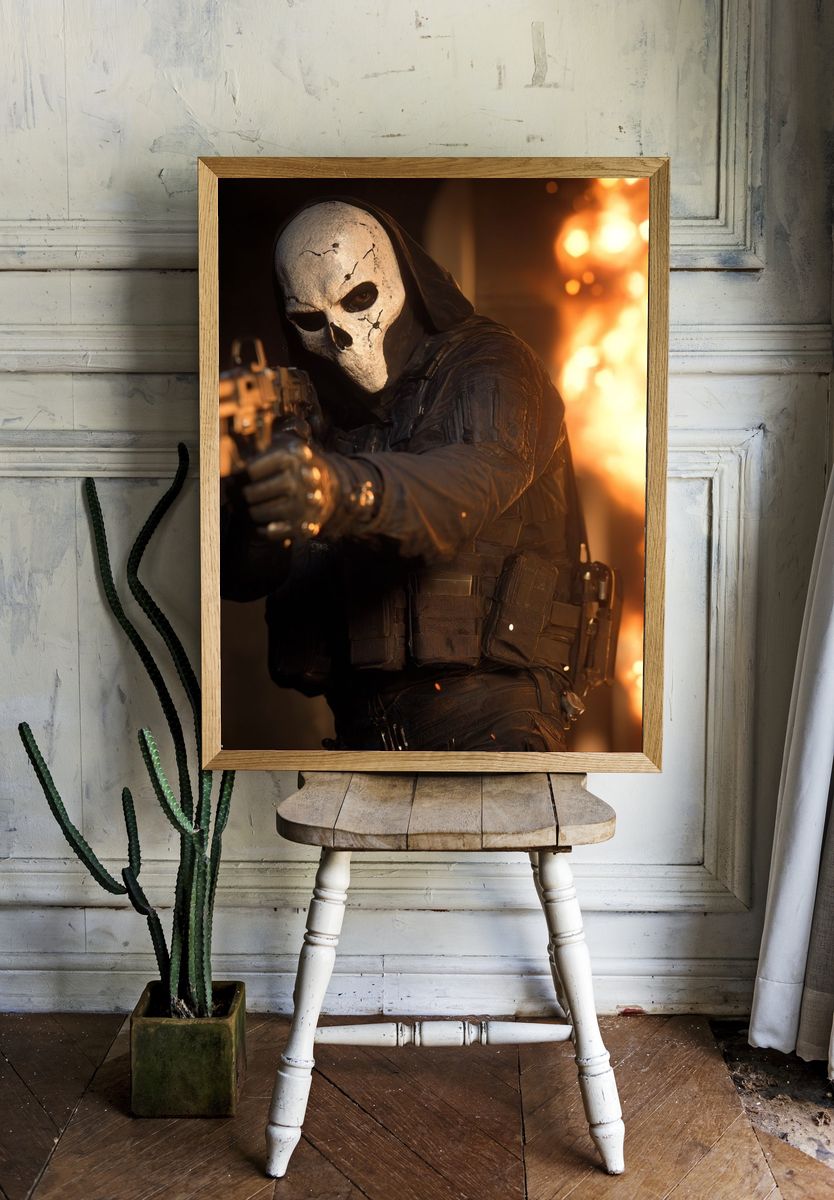 Masked Tactical Soldier Action Poster. room preview