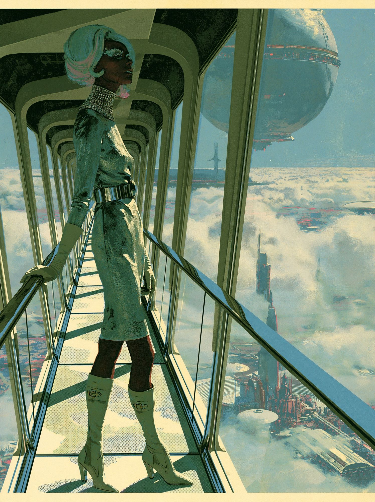 Futuristic Skywalk Portrait Print. poster detail