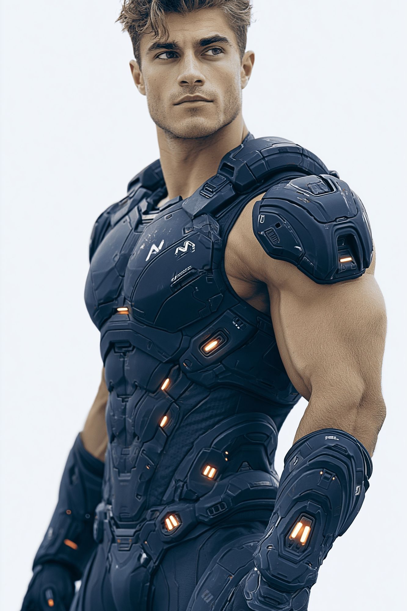 Futuristic Armored Hero Portrait Poster. poster detail