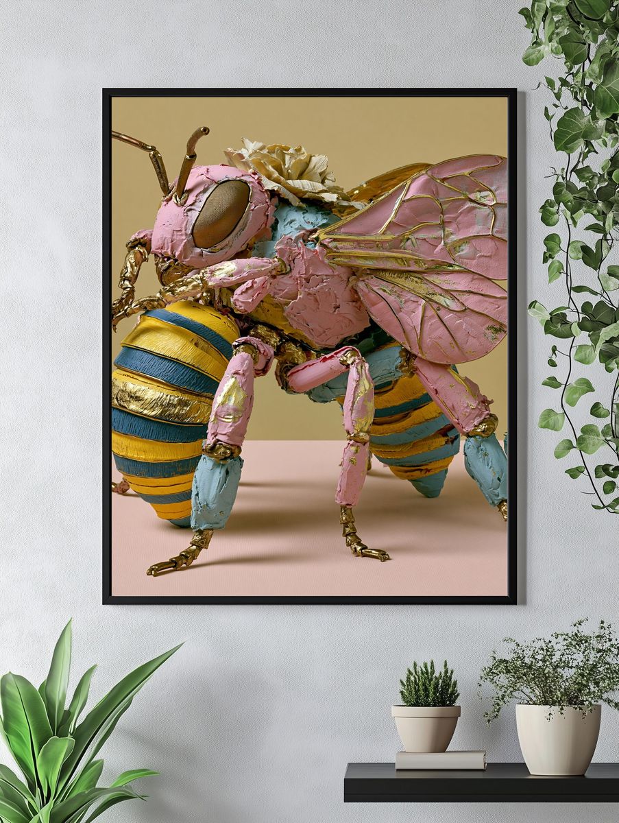 Pastel Bee Sculpture Print. — room view 4