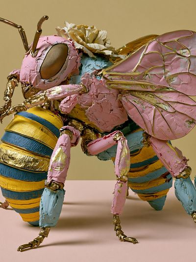 Pastel Bee Sculpture Print.