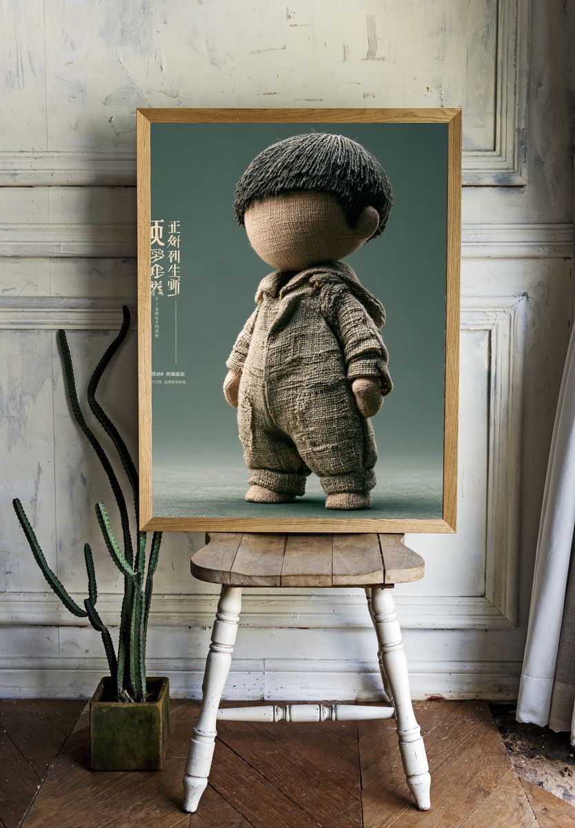 Textured Doll Character Illustration Poster. — room view 1