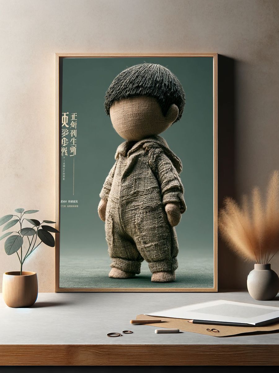 Textured Doll Character Illustration Poster. — room view 2