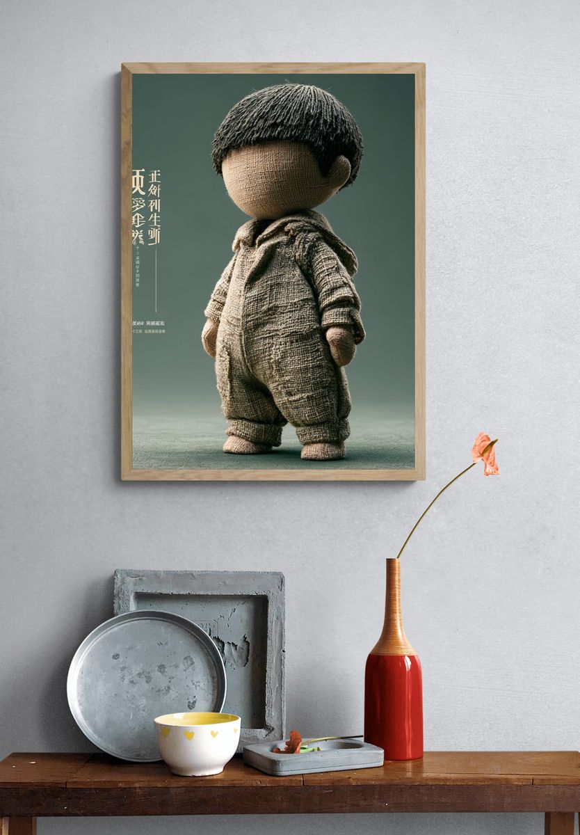 Textured Doll Character Illustration Poster. — room view 3