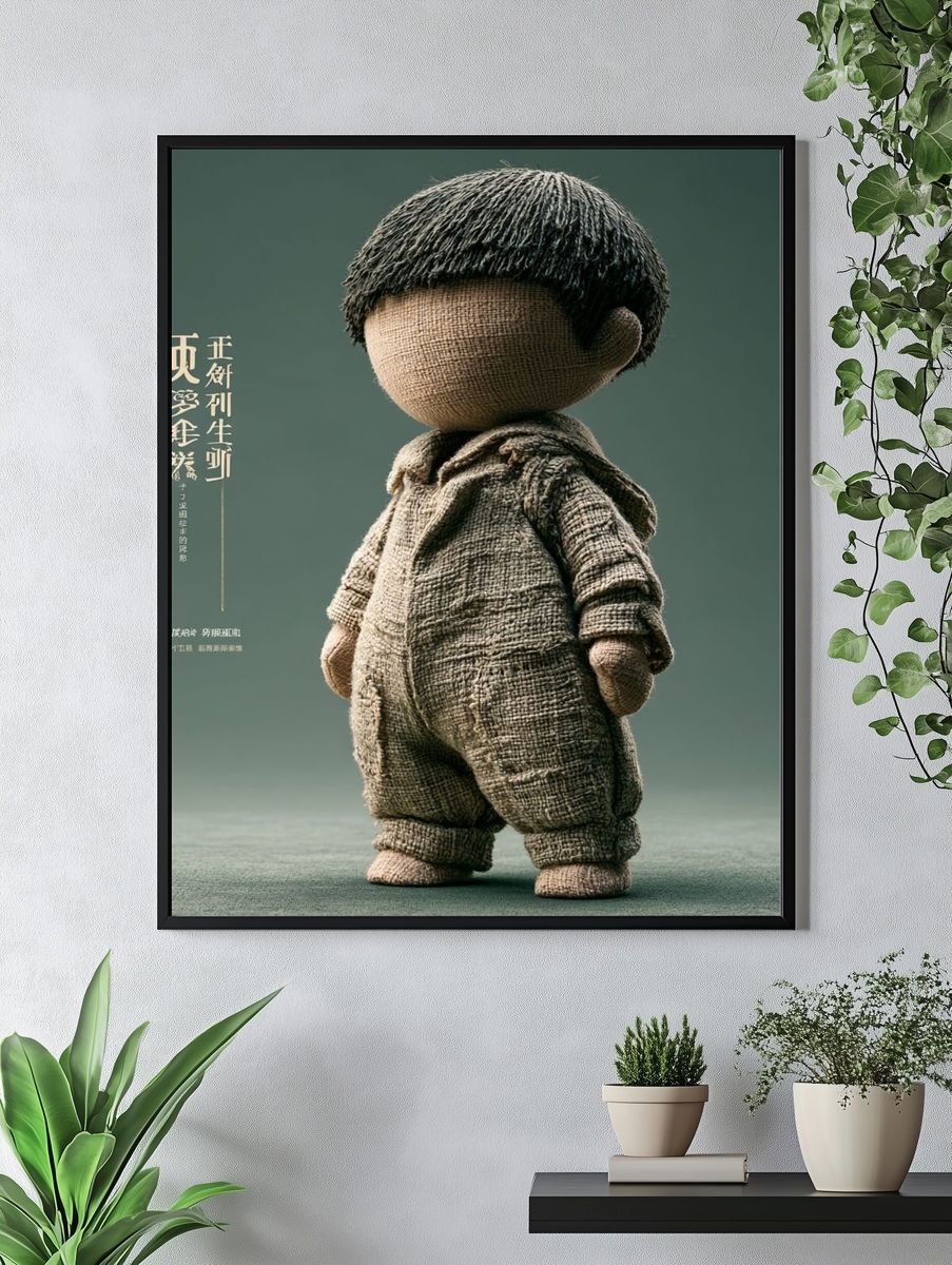 Textured Doll Character Illustration Poster. — room view 4