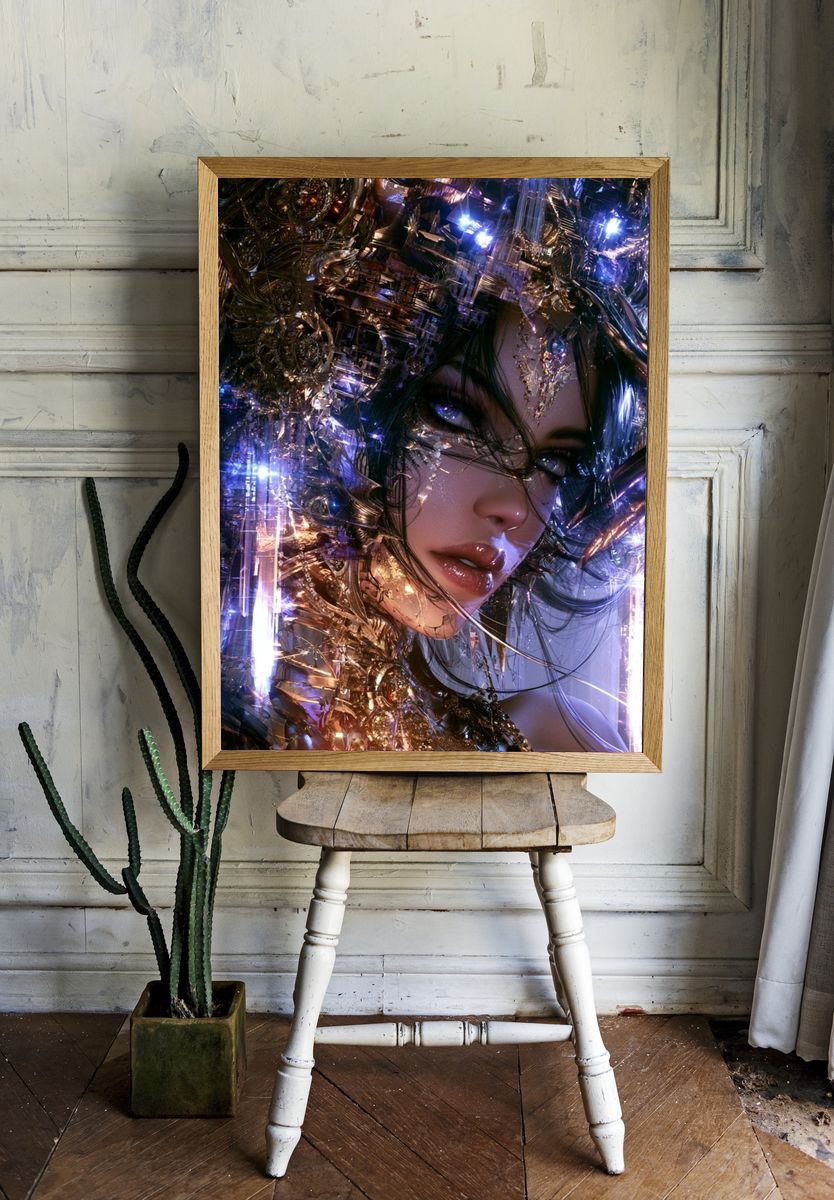 Cyberpunk Goddess Portrait Poster. — room view 1