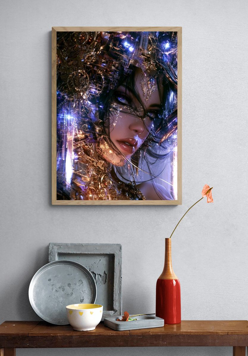 Cyberpunk Goddess Portrait Poster. — room view 3