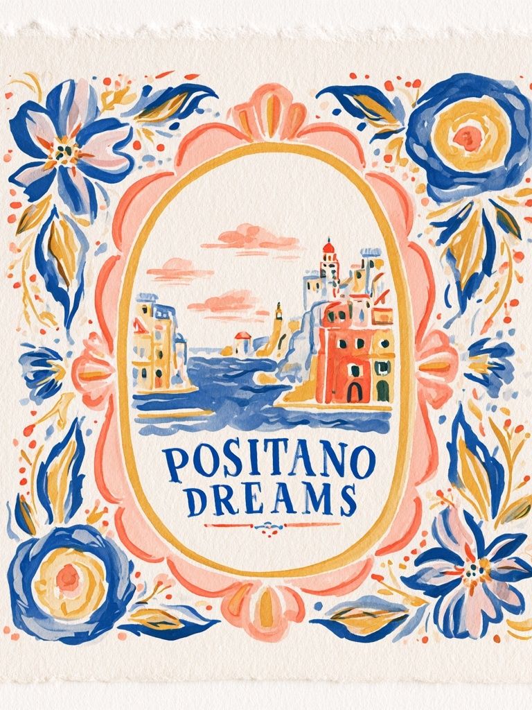 Positano Dreams Watercolor Print. poster detail