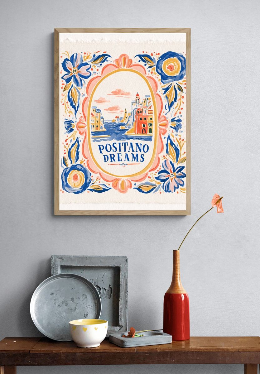 Positano Dreams Watercolor Print. — room view 3