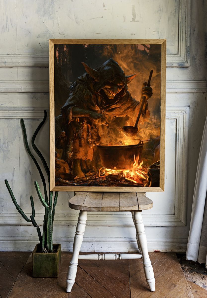 Goblin Cookfire Fantasy Illustration Poster. room preview