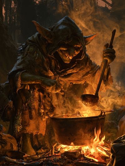 Goblin Cookfire Fantasy Illustration Poster.