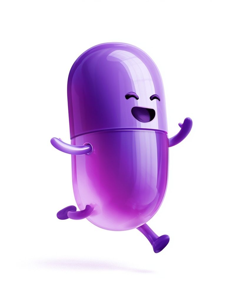Happy Purple Capsule Illustration Poster. poster — illustration art