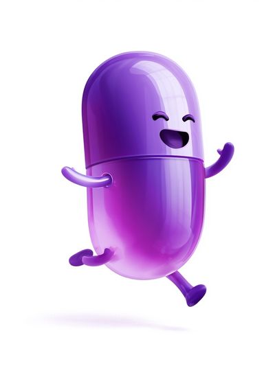 Happy Purple Capsule Illustration Poster. poster