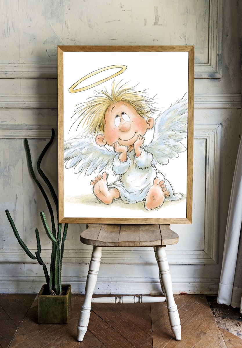 Cute Angel Child Illustration Poster. room preview