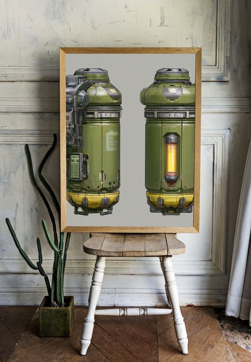 Sci-Fi Utility Canister Illustration Poster. — room view 1