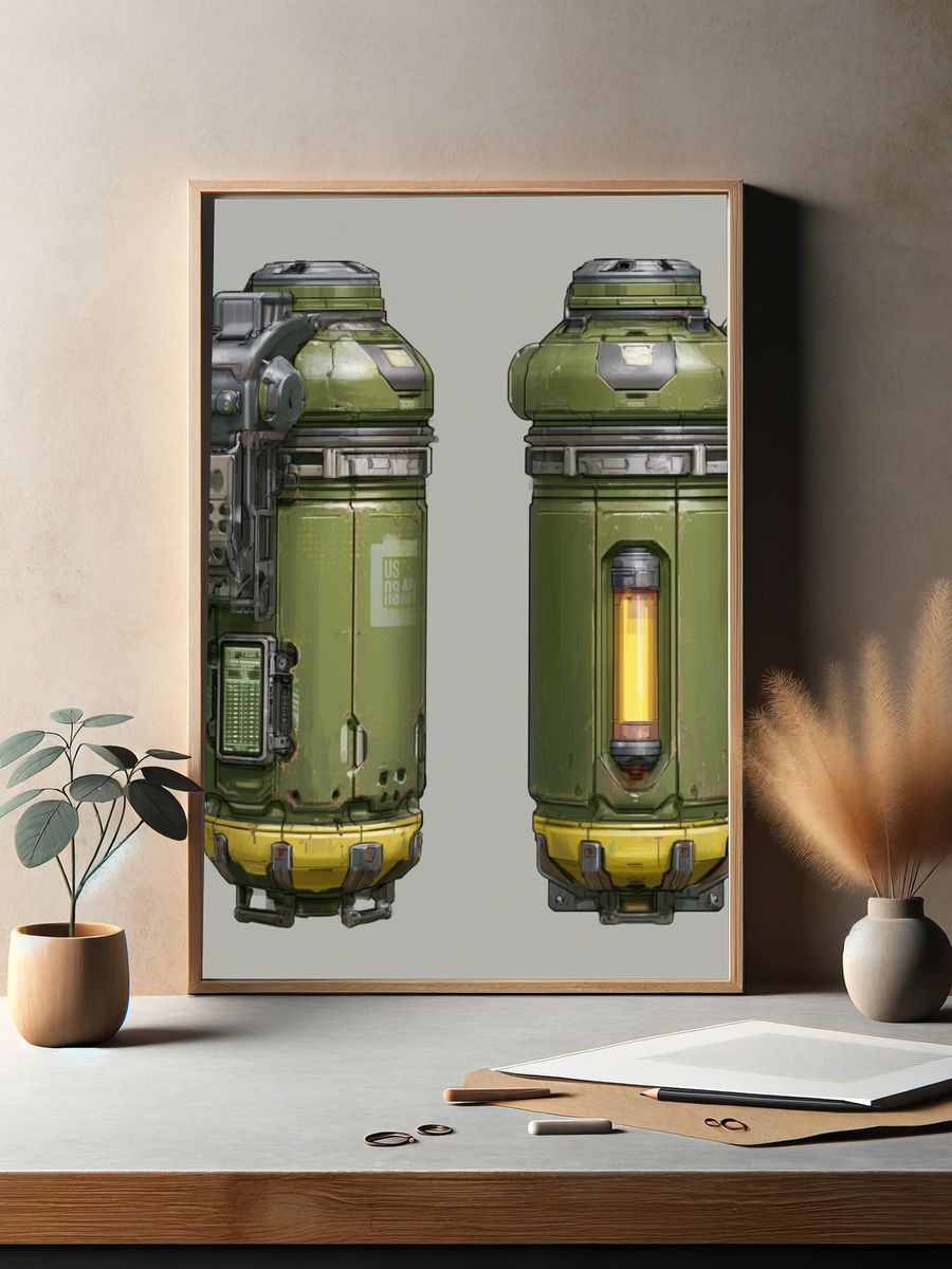 Sci-Fi Utility Canister Illustration Poster. — room view 2