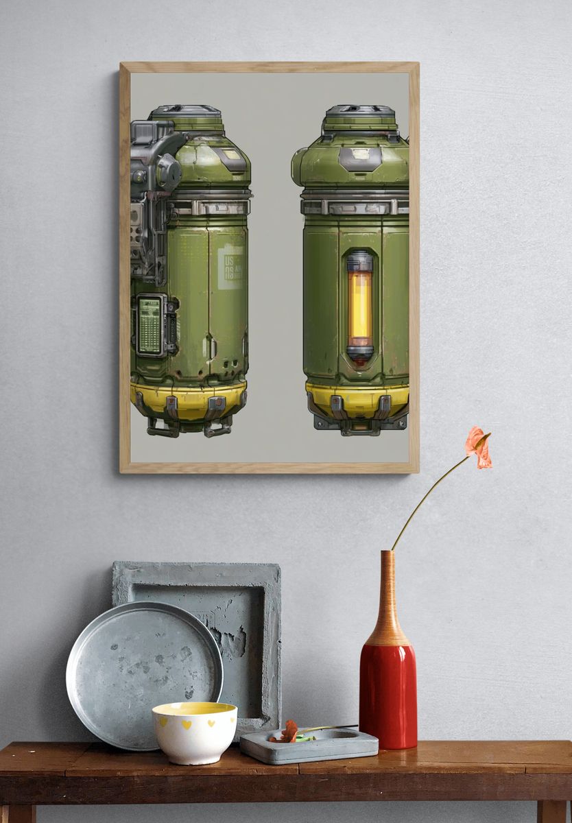 Sci-Fi Utility Canister Illustration Poster. — room view 3