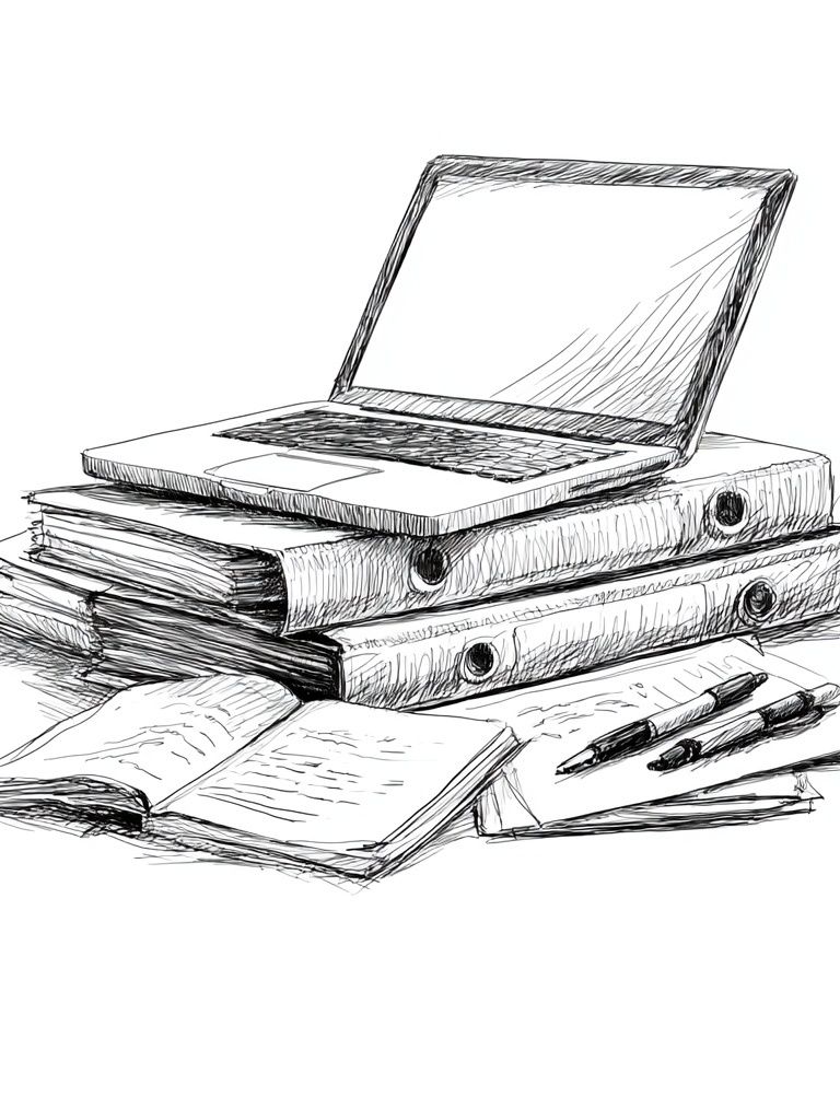 Laptop Study Desk Illustration Poster. poster detail