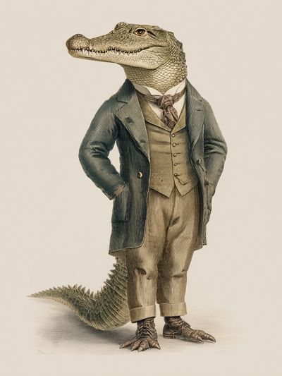 Gentleman Alligator Illustration Poster. poster