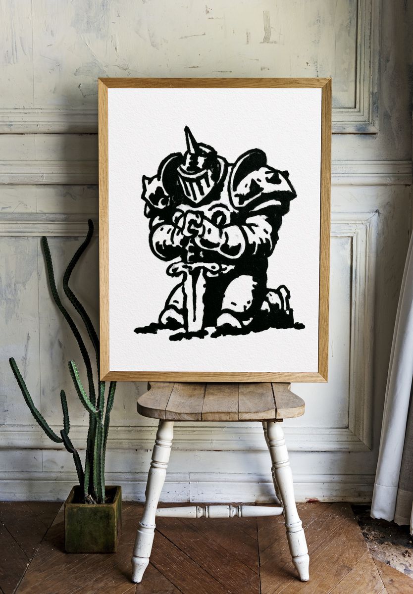 Black Ink Clown Portrait Poster. — room view 1