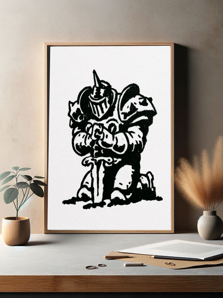 Black Ink Clown Portrait Poster. — room view 2