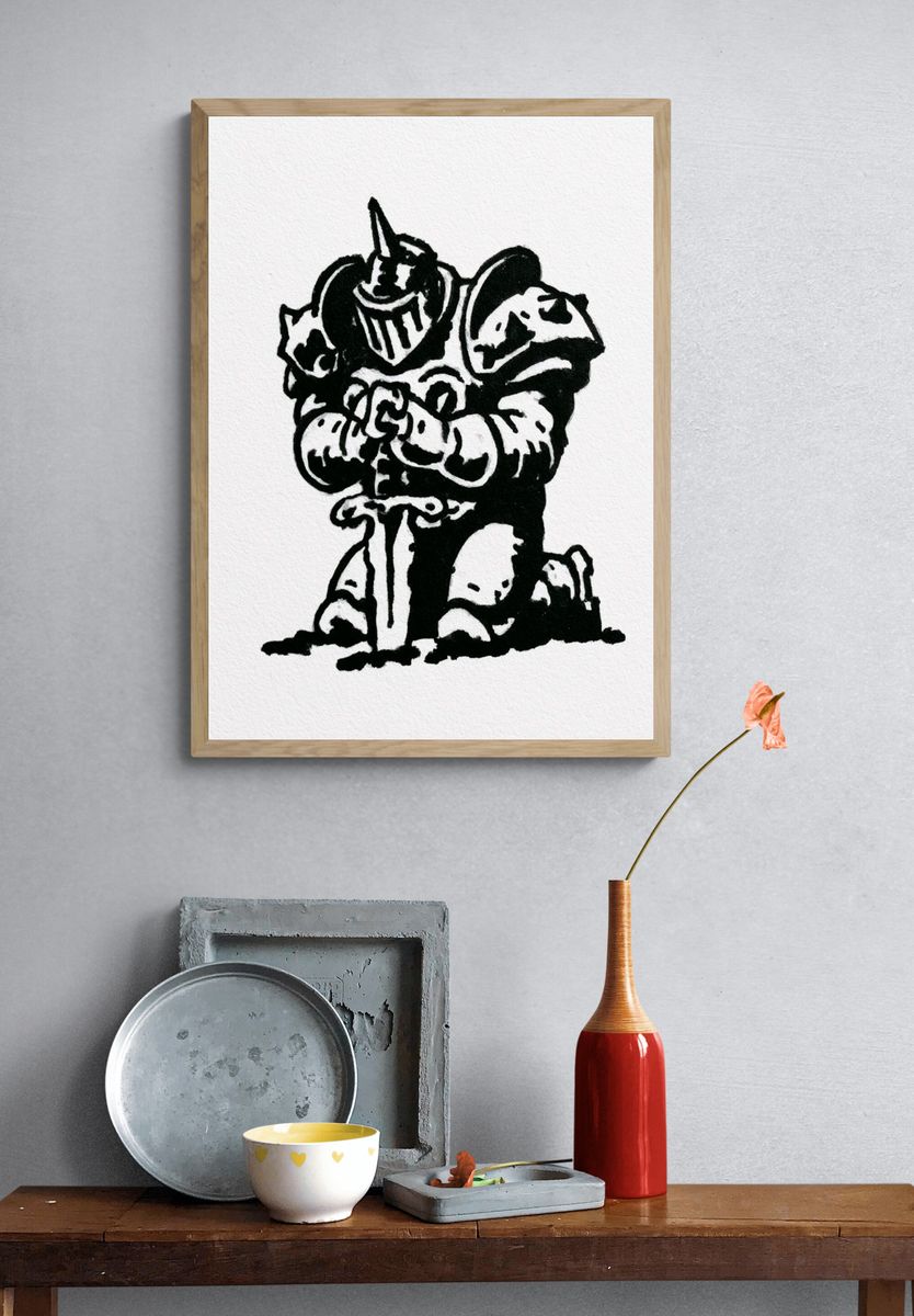 Black Ink Clown Portrait Poster. — room view 3