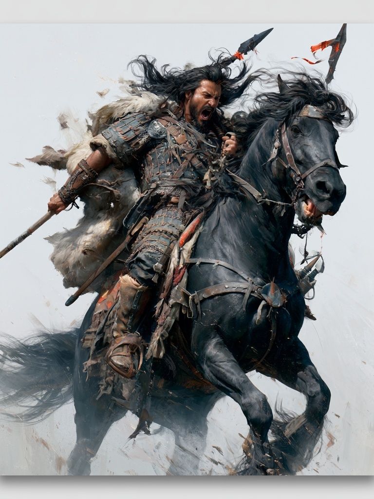 Warrior on Horse Digital Art Poster. poster — illustration art
