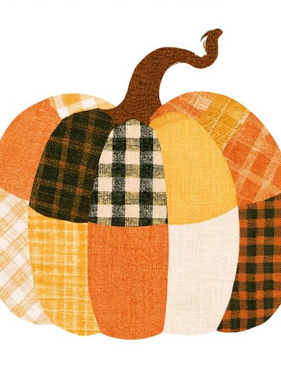 Patchwork Pumpkin Illustration Poster. poster