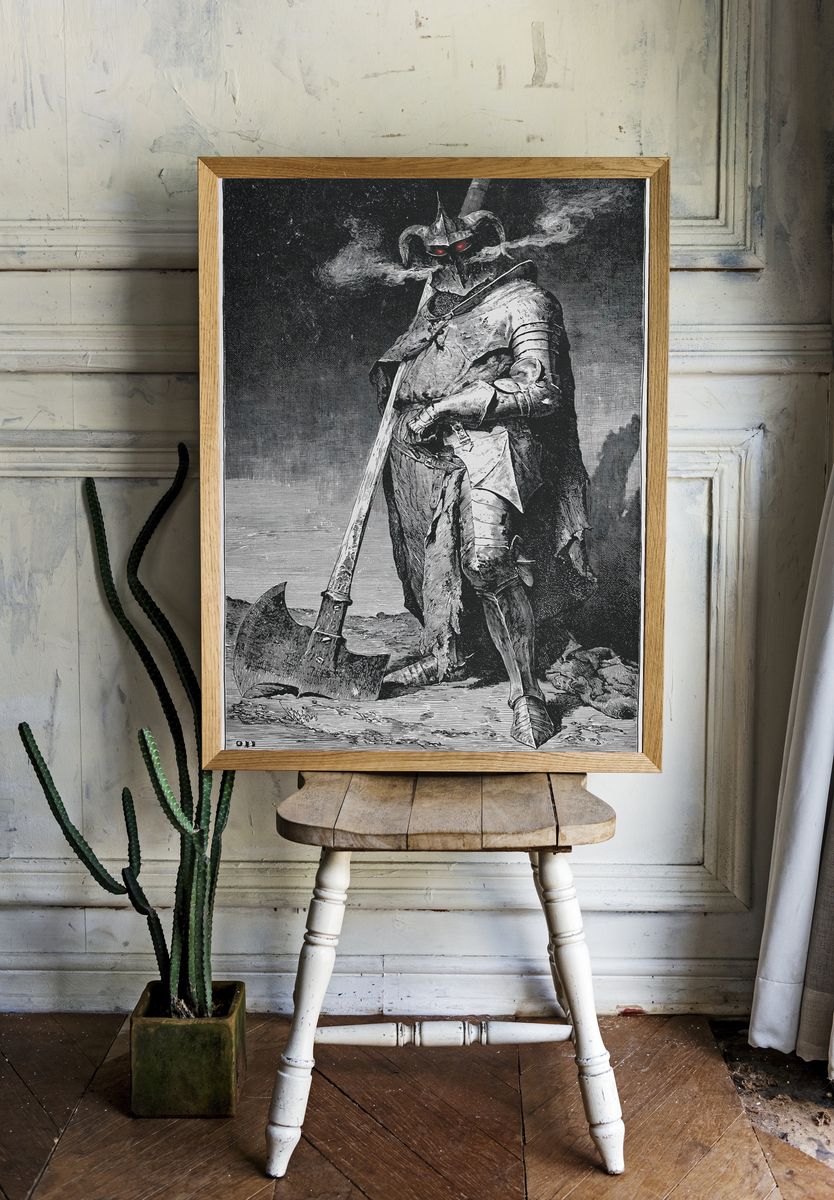 Dark Armored Knight Illustration Poster. — room view 1
