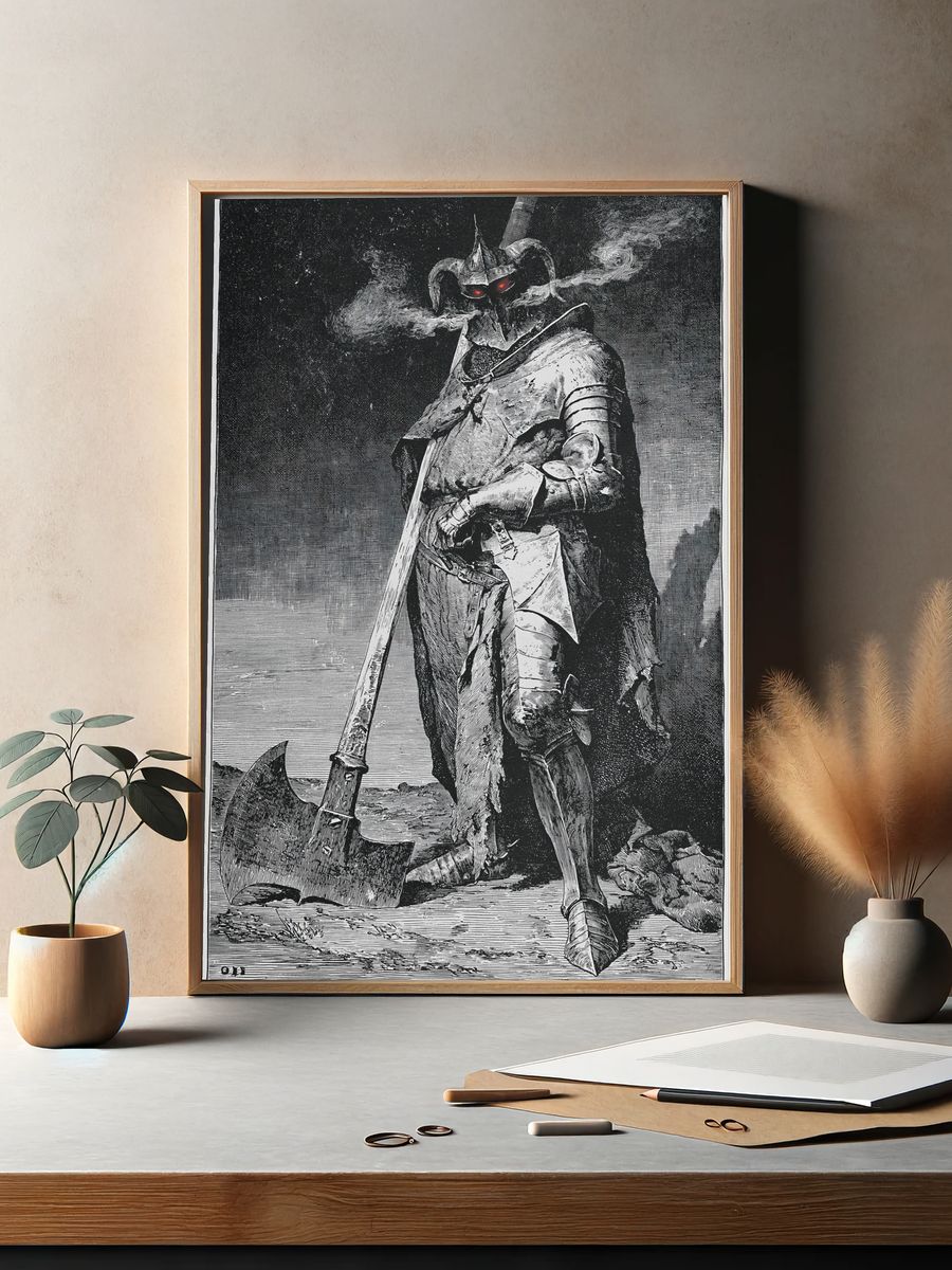 Dark Armored Knight Illustration Poster. — room view 2