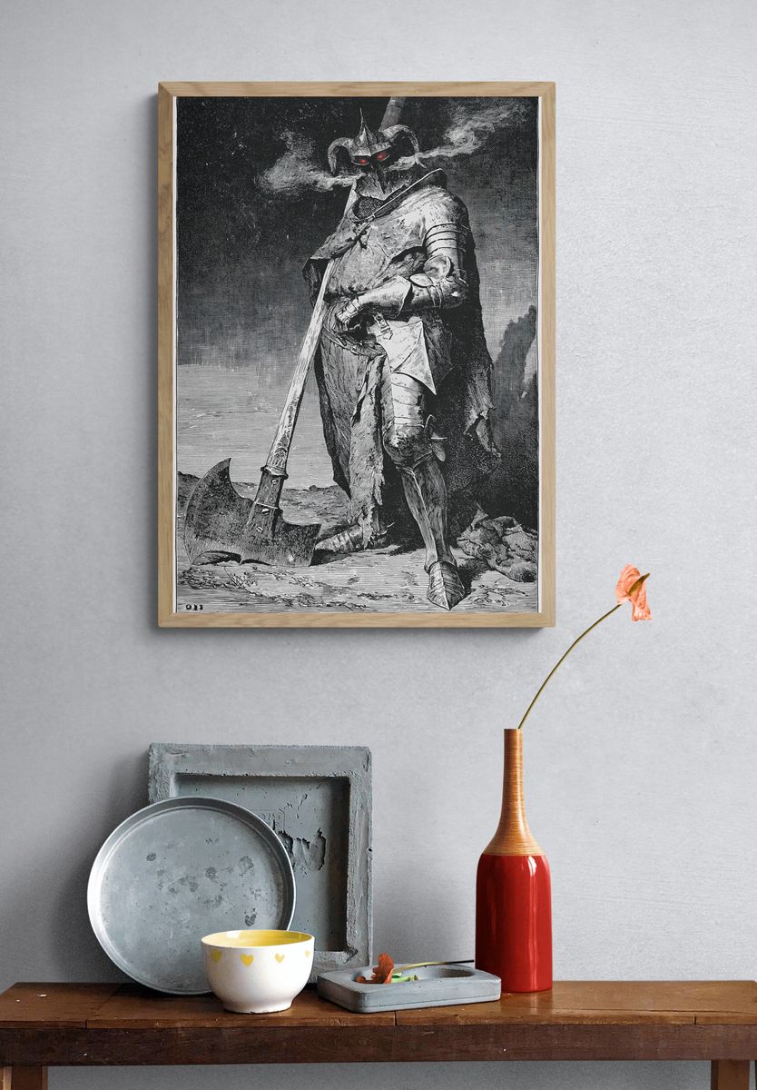 Dark Armored Knight Illustration Poster. — room view 3