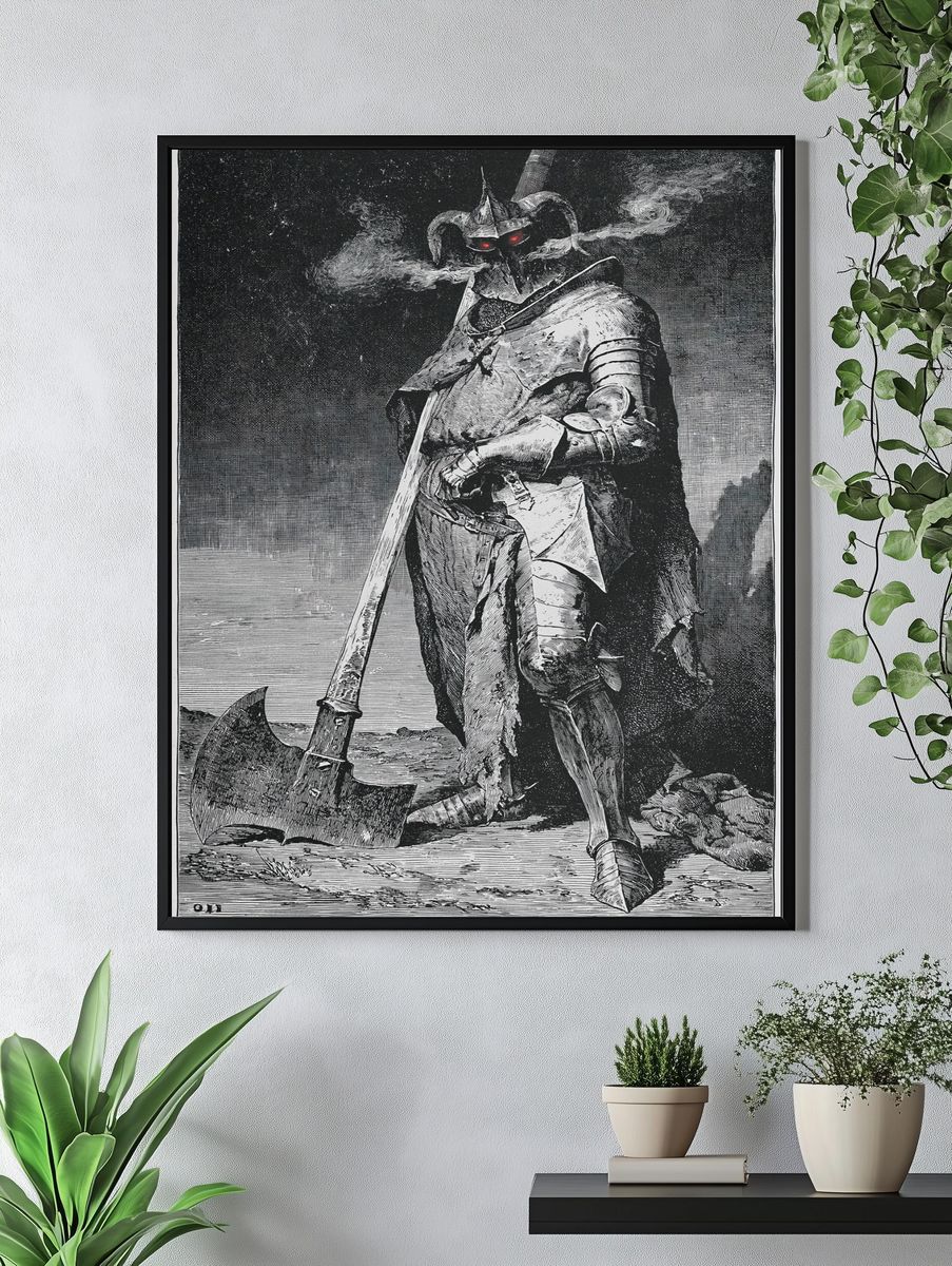 Dark Armored Knight Illustration Poster. — room view 4